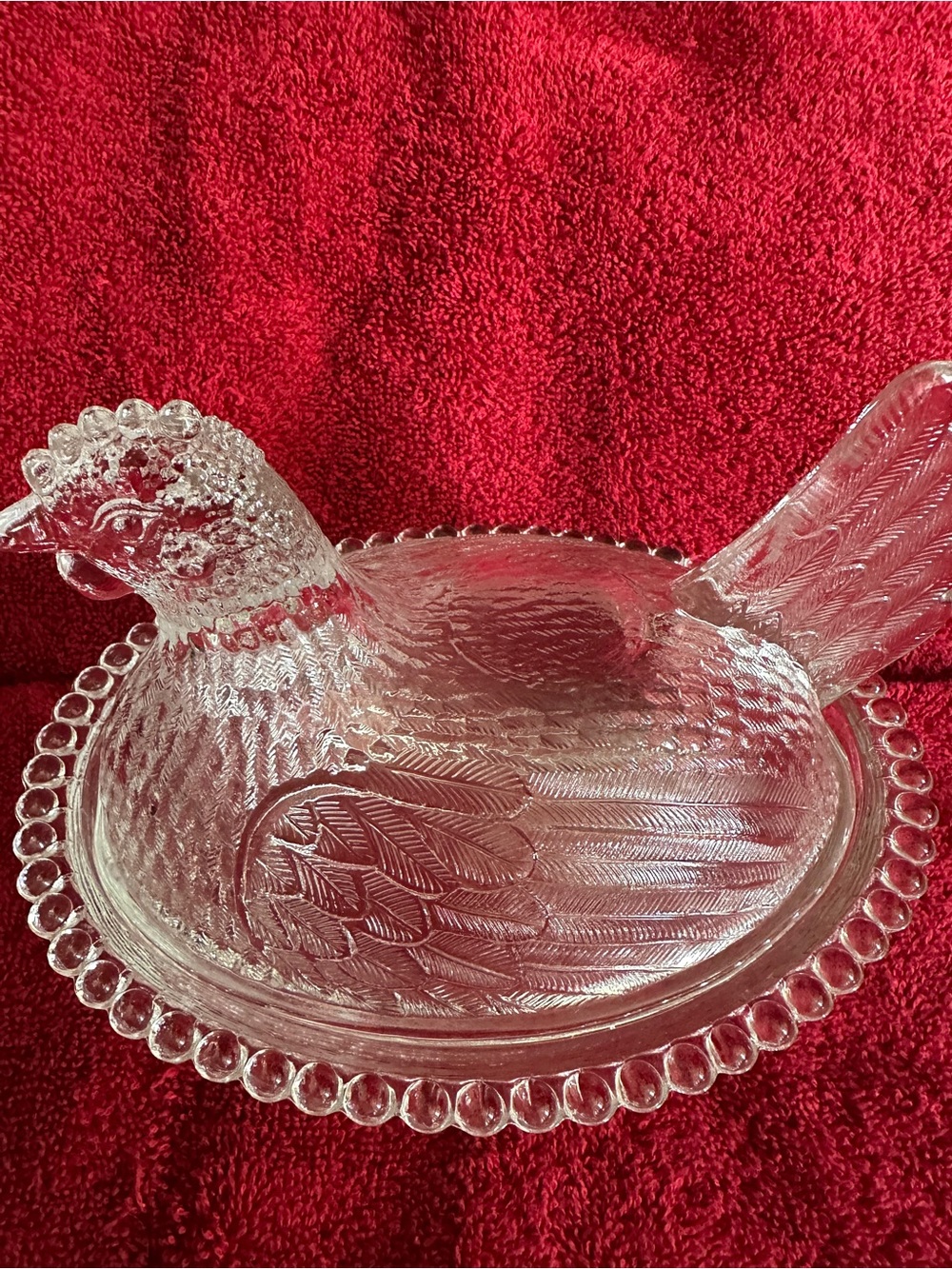Vintage Indiana Glass Clear Large 7" Hen on Nest Covered Dish MCM Farmhouse - Picture 2 of 8